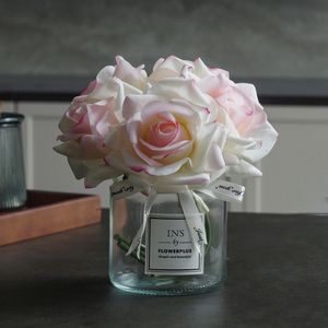 Bröllopsdekoration Rose Hand Feel Foiturizing Simulation Flower Fake Floral Table Bouquet Ins Wind Decoration Home Supply