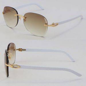 New Red Plank Arms Sunglasses Mens Metal Rimless Diamond cut Lens Sun glasses Man Fashion Large Round Outdoor Design Classical Model Male and Female Frame Size:60