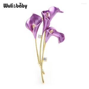 Broches pinos wulibaby esmalte lírio flor para mulheres casamentos de 3 cores Banquetes Office Broche Gifts Kirk22