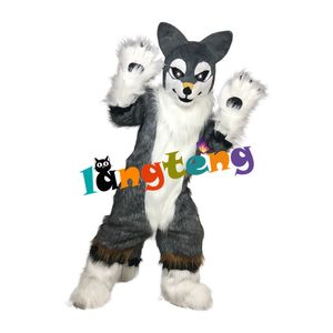 Mascot boneca traje 984 desenhos animados peludo trajamento animal longhair fursuit husky cachorro raposa mascote trajes