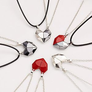 Подвесные ожерелья 2pcs/Set Heart Wish Wish Каменная пара магнитное ожерелье Браслет Магнит Женщины любители браслетов.