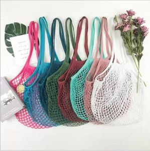 Bolsas de compras bolsas bolsas compras com bolsas de malha de malha de rede de algodão Sacos de armazenamento de frutas reutilizáveis ​​Bolsa reutilizável Bolsa de armazenamento em casa C0620GX02