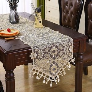 European Luxury Lace Embroidery Pendant Table Runner Home Villa Desk TV Closet Piano Cover Living Room Study Party Wedding Decor 220617