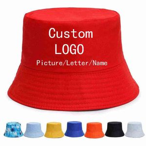 Custom Unisex Summer Bucket Hat Women Outdoor Sunscreen Fishing Hunting Cap Men Sun Prevent Hats Print Text Fishman Caps Y220708