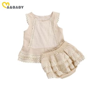 Ma&Baby 6m-4Y Infant Toddler Baby Kid Girls Clothes Set Summer Lace Ruffles Vest T shirt Top Shorts Bloomers Outfits Vintage 220507