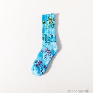 2022 Yeni gündelik pamuk çoraplar Erkek moda kravat boya terry çorap kadın sokak kaykay çorap çift 3b