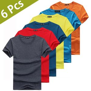 Camisetas masculinas masculina roupas de verão 6pcs/lote de alta qualidade de algodão sólido de algodão casual camiseta camiseta de manga curta 2022men's