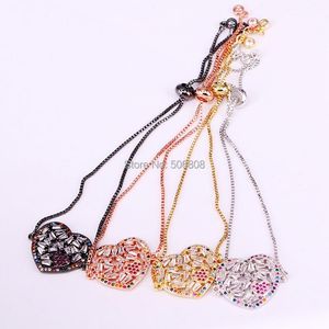 Charm Bracelets ZYZ-B0516 Micro Pave Heart Connector Bracelet Colorful Cubic Zirconia BraceletCharm