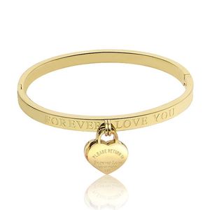 18K Gold Doppelherz Charm Love Forever Edelstahl Armreif Luxus Damen Geschenk Schmuck