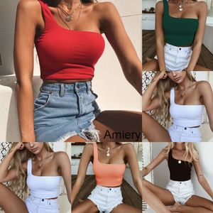 2022 Moda Women Tops Nightclub ostenta um ombro sem aço Ring Sling embrulhado no peito feminino Camisa de colete de ombros de ombros