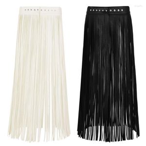 Pasy tiaobug mody panie faux skórzane hipiski boho fringe fringe fringe spódnica kobiet wiązka pasa harajuku tal