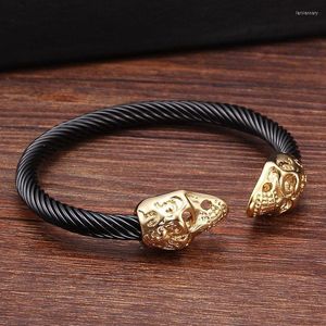 Cadeia de link Cool vintage preto em aço inoxidável masculino pulveiras masculino pulveiras punk charme aberto punho esportivo banglles jewelrylink Lars22