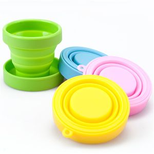 170 ml/6oz silikon Compappible Cup Folding Mug Travel Tumbler Tea Telescopic Glass med lock BPA-fri liten storlek