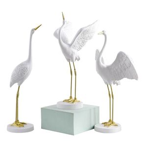 Nordic Simulação Resina Red Vermelho Coroado Crane CRANE Moderno Objetos Decorativos Figurines Sala de estar Ornaments Decoração de Casamento Decoração Home