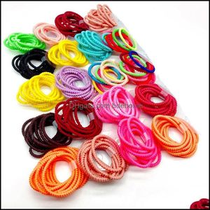 Hair Rubber Bands Jewelry Handmade Solid Color Ties Ring Hairbands Elastic Rope Ponytail Holder For Kids Girl Dhsrs