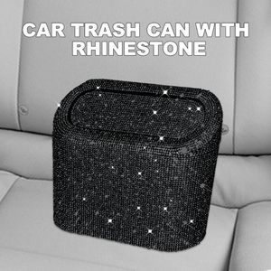 Car Organizer Trash Can Bin With Lid Waterproof Mini Hanging Vehicle Glitter Garbage Container Dust Case Storage Box Accessories