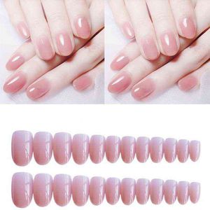 Wholesale nails p resale online - NXY False Nails Finished nail patch black short nude powder fake wear removable film to take p os