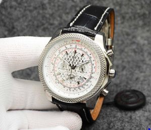 2022 Lysande armbandsur 49mm Unitime Watch Chronograph Quartz Movement Sier Case Limited Sier Dial Leather Strap Mens armbandsur