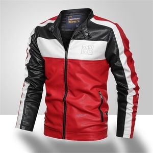 Mens Autumn Winter Motorcycle Bomber Jackets Male PU Leather Slim Fit Biker Jacket Coat Man Faux Leather Coats Outdoor 201127
