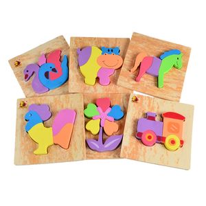 6 pezzi di mix non ripetuto all'ingrosso morbido e spesso sicuro in schiuma Eva per bambini, puzzle in legno per cervello