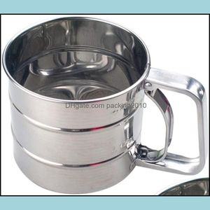 Ferramentas de massa de cozinha Bakeware Kitchen Dining Bar Home Garden Farinha Sifter Aço Anterior Shaker Shaker Sieve Copo Malha de Malha DHE6Y