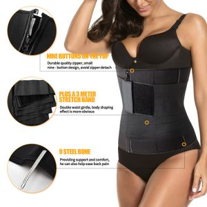 Comfrotable Durável Neoprene Cintura Trimmer Espartilho + Abdômen Wrap Workout Sweat Swork Swork Slimming Cinturão 9 Bones de Aço Firma Tummy Control Shapewear