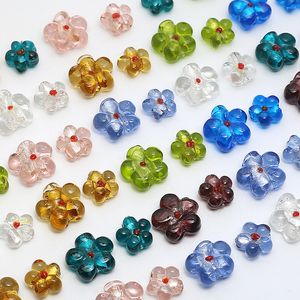 Färgad glasyr blomma söt ins stil glas spridda pärlor sträng material diy handgjorda smycken örhängen halsband armband tillbehör