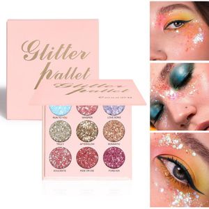 CMAADU 9 Kolor Diament Cekiny Eyeshadow Taca Glitter Proszek Proszek oczu Stage Stage Stage Makeup