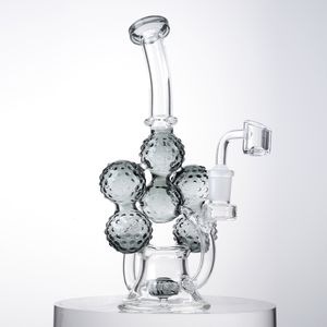 New High Quality Showerhead Perc Unique 6 Ball Recycler Hookahs 4mm Thick Glass Bong 14mm Famale Joint Bongs Dab Oil Rigs Water pipes With Banger Shipped By Sea XL-2241