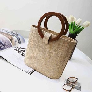 Summer Designer Shoulder Bag for Women Weaving Casual Bucket Women's Straw Handbag 2022 New Trend Fashion Female Crossbody Bags G220531