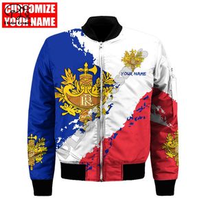 Plstar Cosmos France Republic 3D Printed Flight Bomber Jackets Coat Tracksuit Winter Thick oftizeized Casuare Lengeve F38 220704