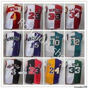 Split Two Retro Basketball Jersey Allen Iverson Scottie Pippen Hakeem Bibby Olajuwon Tracy Vince Carter Mike Spud McGrady Webb Ja jerseys