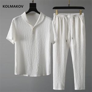 Shirt trousers summer men fashion classic shirt s business casual shirts A set of clothes size M 4XL 220613