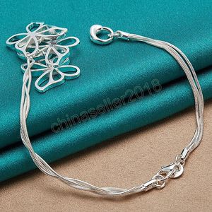 925 Sterling Silver Snake Chain Three Butterfly Pendan Bracelet For Woman Charm Wedding Engagement Fashion Jewelry