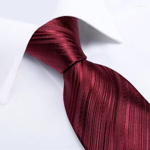 Bow Ties Red Striped Solid Luxury Silk Men's Tie Set 8cm Business Wedding Neck Handkerchief Cufflinks Gift For Man Wholesale Fred22