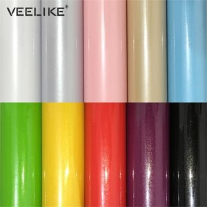 Glossy PVC Vinyl Contact Paper for Kitchen Cabinets Door Cover Stickers Home Decor Waterproof Removable Self adhesive Wallpaper T200609