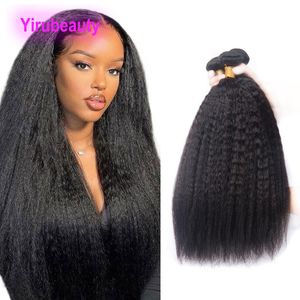 Brazilian Kinky Straight 100% Human Hair Double Wefts 6 Bundles Yaki Hair Extensions Peruvian Indian Yirubeauty 10-30inch Natural Color