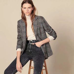 B056 Abiti da donna Blazer Tide Marchio di alta qualità Retro Stilista di moda Serie Griglia Giacca da leone Doppiopetto Slim Taglie forti Abbigliamento da donna