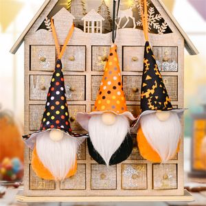 Halloween Rudolph Doll Pendant Party Small Decoration Round Nose Toys Plysch Gnomes Elf For Tree Christmas Gift Dot Bat Pumpkin Broom Hat 3 4HB Q2