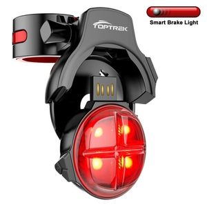 Toptrek Bicycle Smart Auto Brake Sensing Taillight IPx5 Waterproof LED Charging Cycling Tail Light Bike Rear Light Accessories 220721