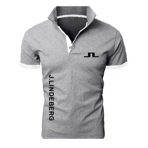 J Lindeberg Golf Print Cotton Polo Shirts for Men Casual Solid Color Slim Fit S Polos Summer Fashion Brand Clothing220606