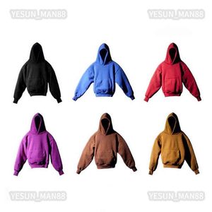 Дизайнер Kanyes Classic Wests Luxury Hoodie Solid Color Double Layer Collesed Klein Blue Mens и Womens Yzys Негабаритный свитер с капюшоном