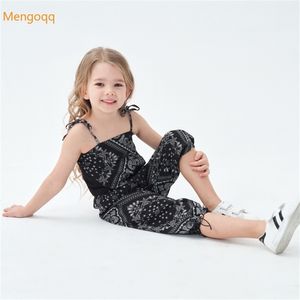 cool girls estate sottile spalle stampa top gilet pantaloni lunghi harem bambino bambini vestiti per bambini set 3 pezzi 2 11Y 220620