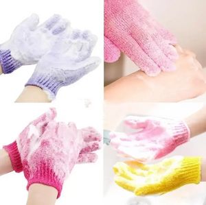 Hete douchebadhandschoenen Exfoliëren Washuid Spa Massage Scrub Body Scrubber handschoenhandschoen kleuren Zachte badhandschoenen Geschenk SXMY21