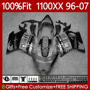 Einspritzkörper für HONDA CBR1100 CBR 1100XX 1100 Grey Shark XX CC 114No.114 Blackbird CBR1100XX 1996 1997 1998 1999 2000 2001 2002 2003 2004 2005 2006 2007 Verkleidung