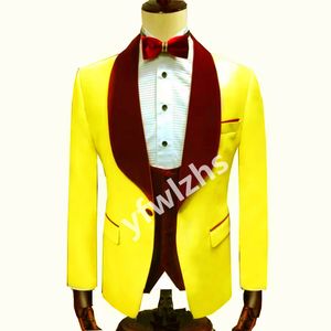 Specialanpassad en-knapp Men Suits Shawl Lapel Groomsmen Groom Tuxedos Wedding/Prom/Dinner Man Blazer Jacket Pants Tie Vest M72