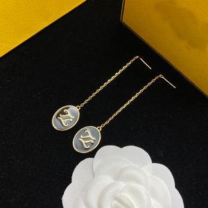 Fashion Dangle Designer Earrings For Women Jewelry Epoxy Letter Pendants Hoop Earring Gold Chain Black Engagement Ear Studs Accessories