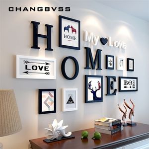 European Stype Home Design Wedding Love Po Frame Wall Decoration Wood Picture Frame Set Wall Po Frame Set White Black 201211