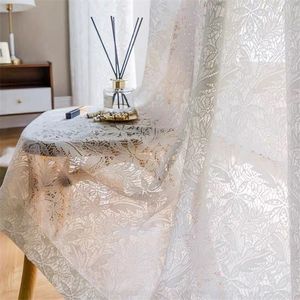 Curtains for Living Room Gauze Tulle Curtain White Lace Sheer Balcony Bay Window White Semi-shading Screen Bedroom 220511