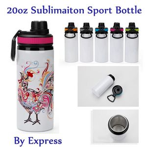 Sublimering Nya 20 oz aluminium tumlar sportflaskor vattenflaskor med handtagslock av express